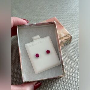 Sterling Silver Stud Earrings Red